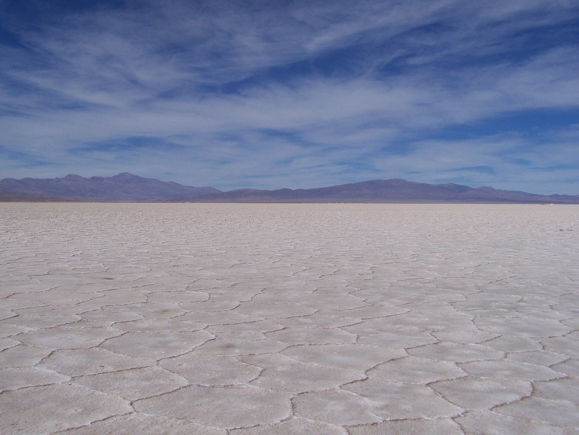 Paisaje blanco de las Salinas Grandes